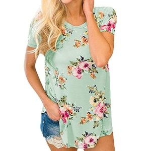 Women Casual Floral Print Blouses Top